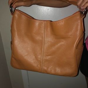 Tod’s Camel Leather Square Hobo Purse